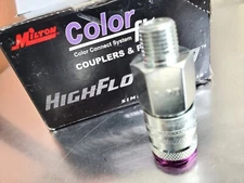 Milton 765VC Color Fit Purple V-Style Air Couplers/Plugs Male Box of 10ea NOB