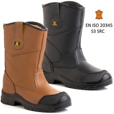 MENS LEATHER MIDSOLE FUR LINED RIGGER STEEL TOE CAP SAFETY WORK BOOTS SHOES SIZE