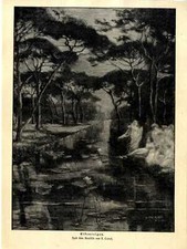 H. Cairati Elfenreigen Phantasie- Fluß- Motiv Histor. Druck v.1901