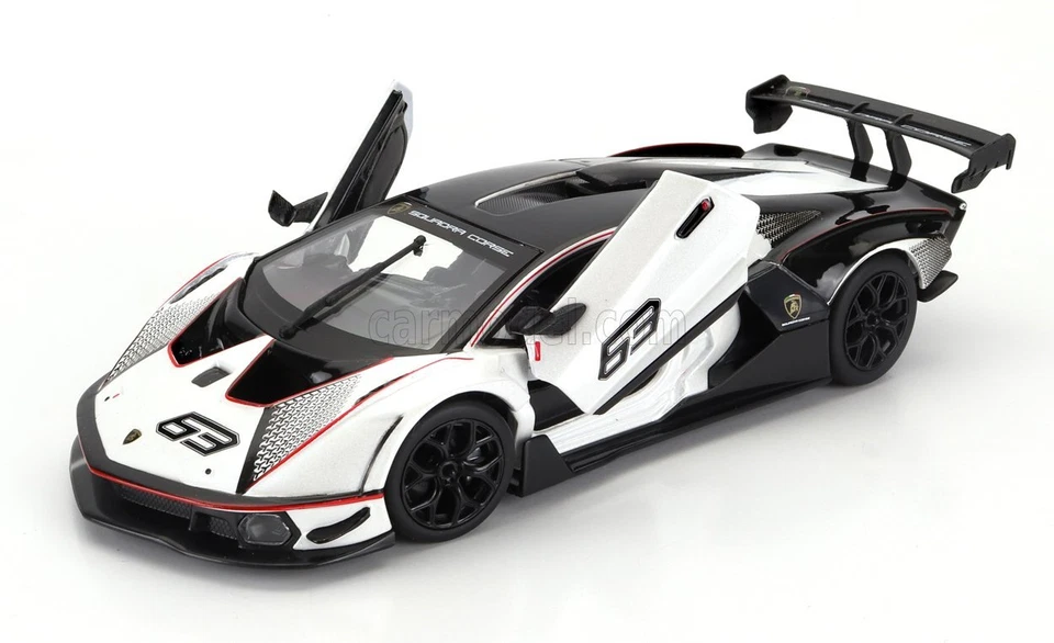 MODELLINO AUTO STATICO DIECAST LAMBORGHINI ESSENZA SCV12 #12 2021 BIANCO 1/24 - Immagine 4 di 4