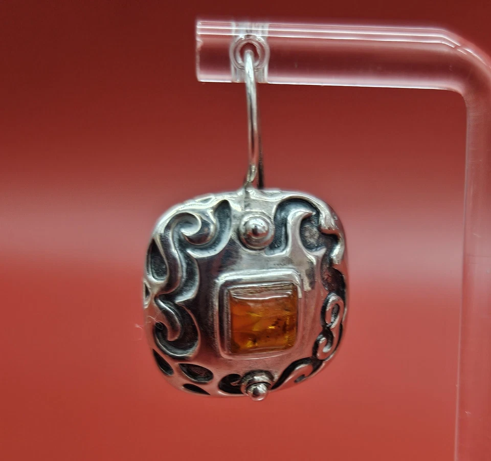 Brincos de prata esterlina âmbar silpada - Imagem 2 de 4