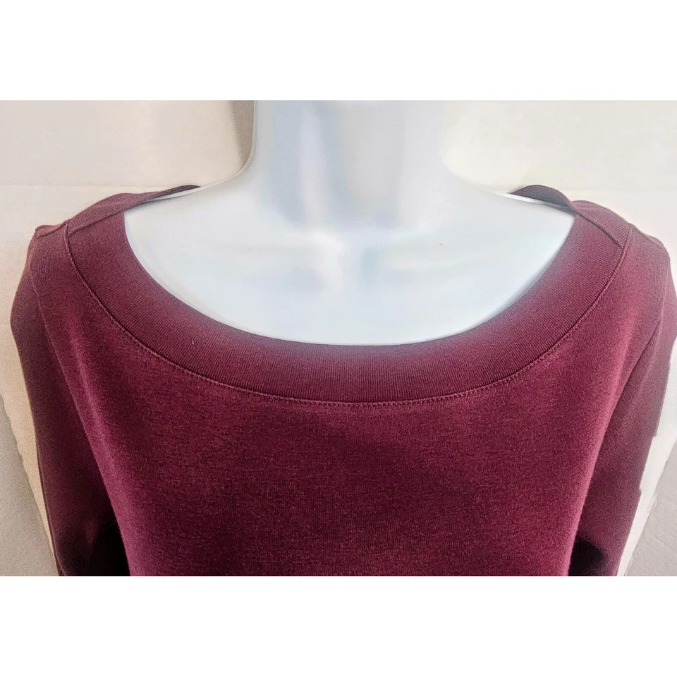 Top túnica J.Jill Perfect Pima manga larga camisa cola dobladillo informal granate talla pequeña Foto 4 de 4