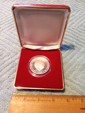 Vintage Sterling Silver Prince De Monaco Coin,  1949 - 1989. With Case