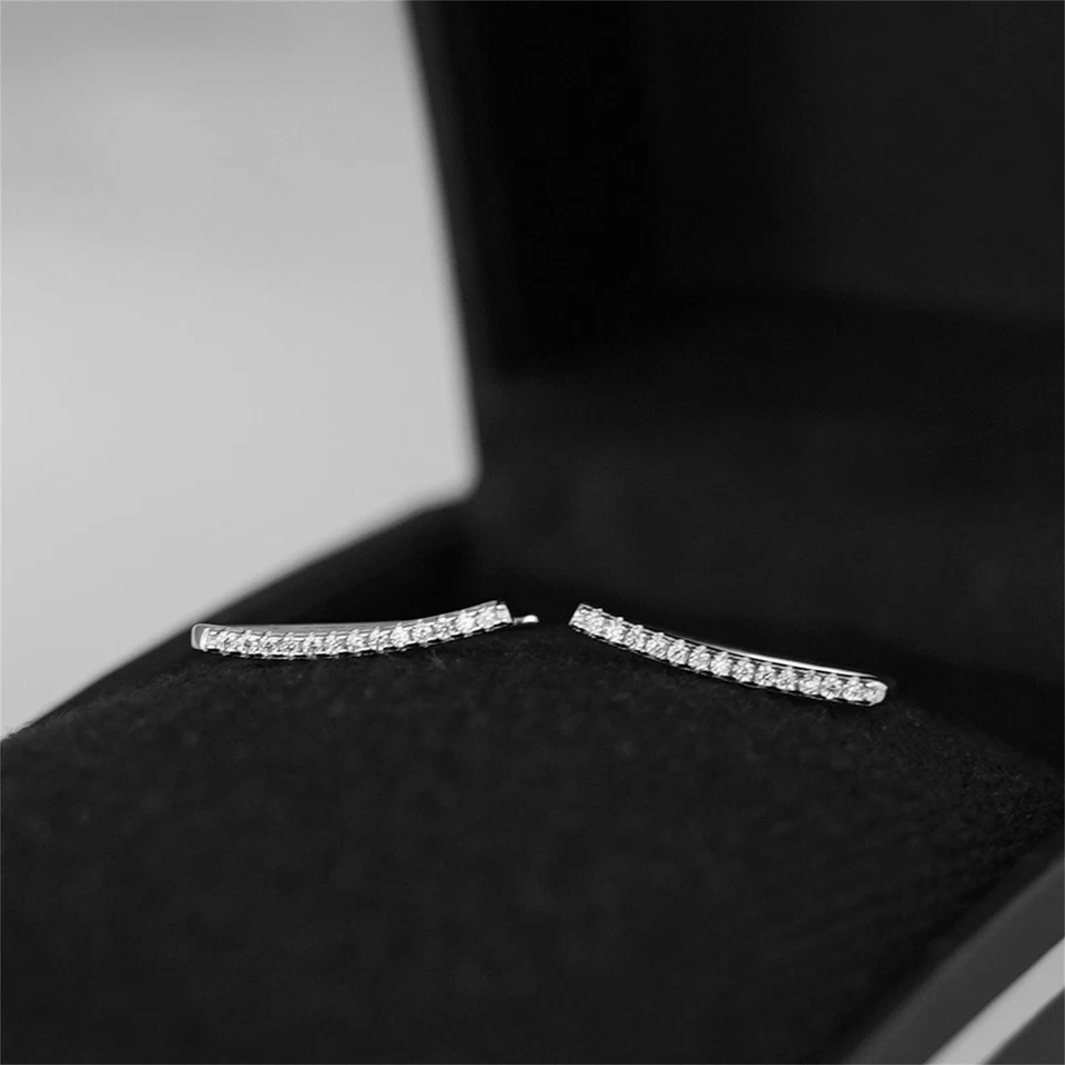 Orecchini Climber Crawler A Clip In Argento Sterling Con Pave In CZ 18Mm - Immagine 4 di 4