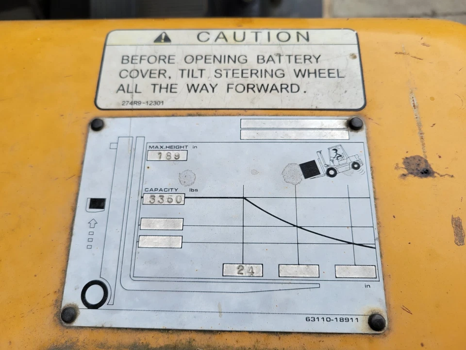 TCM FCB20A4 3350LB Cap 36V Electric Forklift W/Side Shift 189" - Image 3 of 4