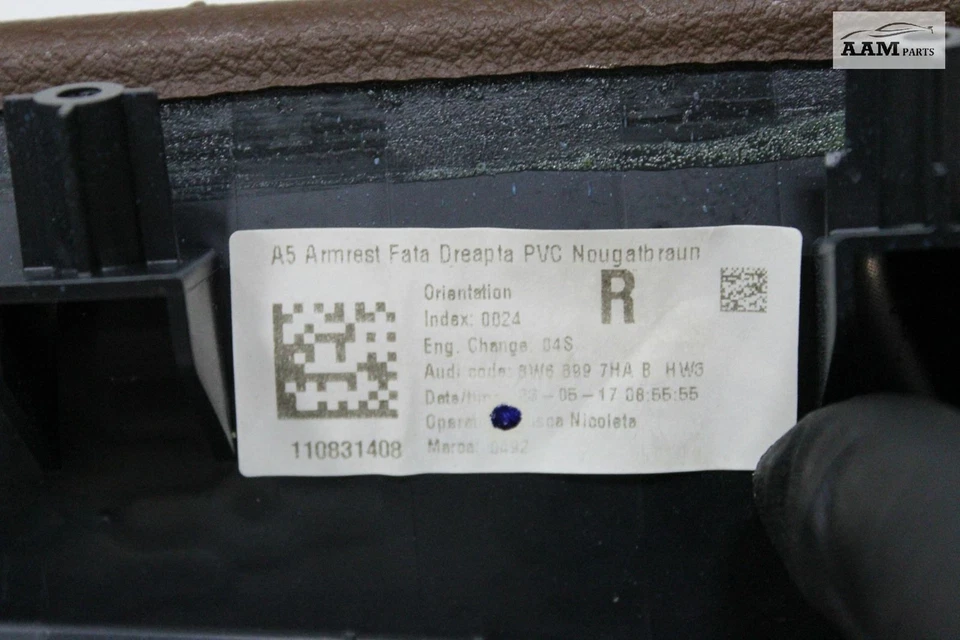 2018-2019 AUDI A5 QUATTRO F5 FRONT RIGHT PASSENGER SIDE DOOR PANEL ARMREST OEM - Image 4 of 4