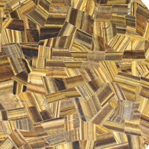 24" Stylish Round Tiger Eye Stone Handmade Modern Art Side Sofa Coffee Table Dec - Image 3 of 4