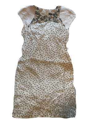 NWOT French Connection size 4 Sequin Beaded Dress Cream Silver Prom Party |  eBay