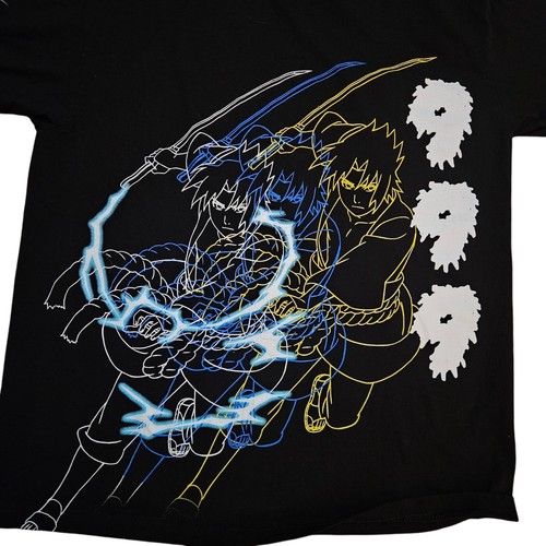 Juice Wrld 999 Naruto T-Shirt Mens XL Black Short Sleeve Sasuke Uchiha Anime - Picture 2 of 6
