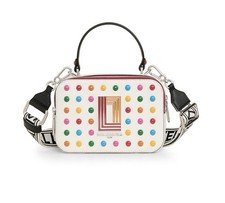 Karl Lagerfeld Paris Premium Leather Studded Crossbody ShoulderCamera Bag New R8