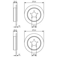 2X Bosch Bremsscheiben Ø270,4Mm Hinten Passend FÜR Chrysler Pt Dodge Neon