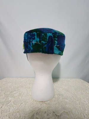 Vintage 1950s Cocktail Pillbox Hat Feather Rhinestone Turban  display picture 3
