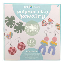 Art 101 Crafts 92-Piece Polymer Clay Jewelry Making Kit, Earrings, Charms More
