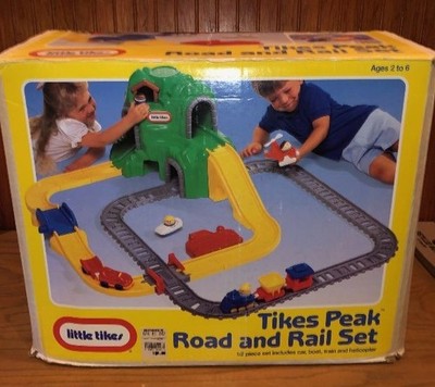 Little Tikes Peak Road and Rail set track Helicopter cars train mountain