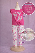 Girls Butterfly Top Floral Leggings Set Pink Size 10/12 Cute Outfit