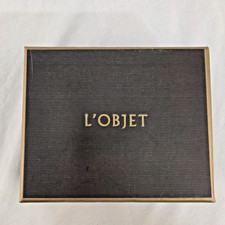 L&rsquo;objet Three Ring Platinum-Plated & Crystal Napkin Ring Holders Set Of 4 In Box