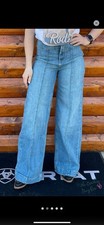 Ariat Women's Wide-Leg Trouser Jeans Size 31S blue Jean Denim