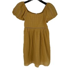 American Eagle Outfitters Dress Womens Small Yellow Puff Sleeve Boho Sundress