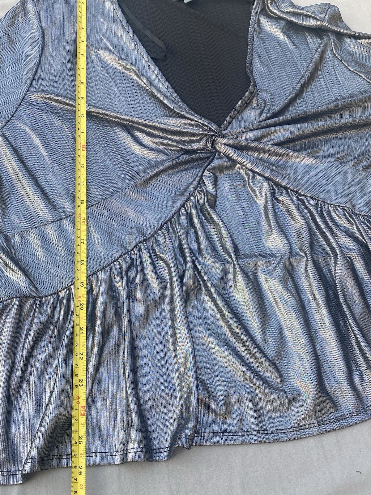 Bold Elements Womens Silver Metallic Knot Tie Holiday Party Top Long Sleeve 3xl