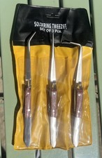 3 PC Fiber Grip Tweezers Cross Lock Special Shapes Oval, Square  Round Pieces