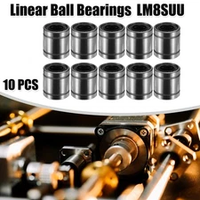 10 Pcs LM8SUU 8mm IDx15mm ODx17mm Length Car Linear Ball Bearings Silver Tone
