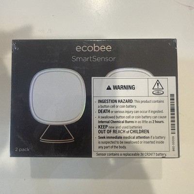 ecobee SmartSensor Room Temperature Sensors - White, Pack of 2 (EB-RSHM2PK-01)