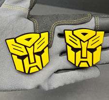 2x Autobot Yellow On Black Transformer Mask Car Fender Badge Emblem 2 Inches