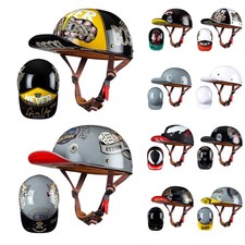 Vintage Motorcycle Half Helmet Lightweight Jet Helmet Men Women Baseball Cap DOT