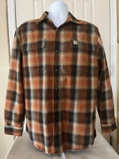 Carhartt 103822 Hubbard Flannel Shirt Men M Original Fit Plaid Orange EUC