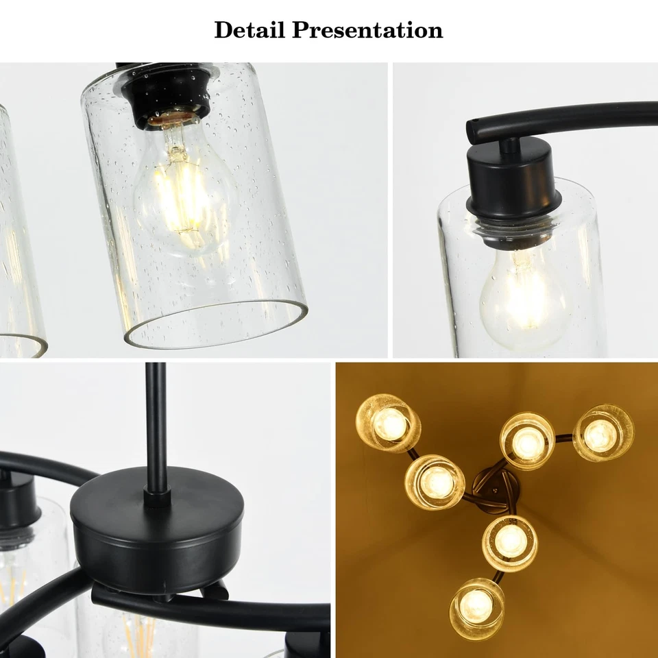 Современный фермерский домик 22 дюйма 6 ламп черная потолочная люстра кухонный светильник - Изображение 3 из 4