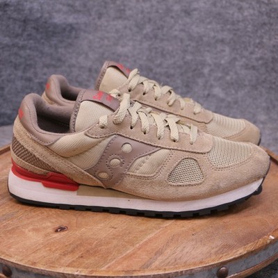 Saucony Shadow Men's Size 9 US Beige Brown Red Suede Retro Sneakers (S2108-597)