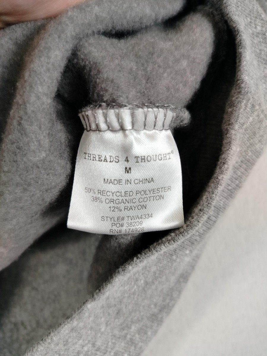 Threads 4 Thought Sweatshirt Mens Medium Gray 1/4 Zip Mock Neck
