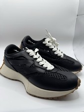 New Steve Madden Campo Retro Sneakers Black Mesh Fabric  Leather Upper 6.5 M