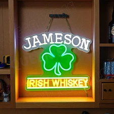 Jameson Irish Whisky LED Neon Sign With Dimmer USB Powered Adjustable Light