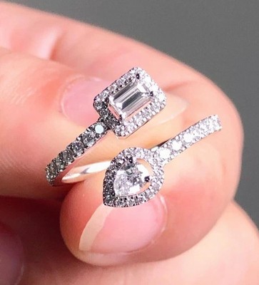 2Ct Emerald Lab-Created Diamond Women's Wedding Band Ring 14K White Gold Plated
