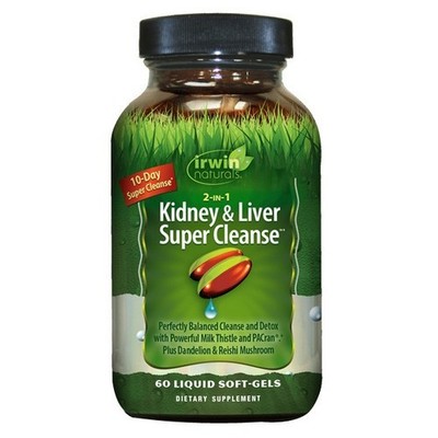 2-in-1 Nieren und Leber Super Reinigung 180 Weichkapseln von Irwin Naturals