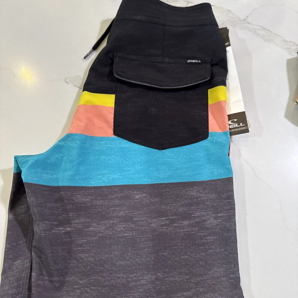 ONeill Niños Jóvenes Lennox Vieira Boardshorts Multicolor Rayas Talla 14/28 NUEVO Foto 4 de 4