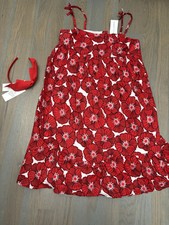 NWT Janie and Jack girl SPRING SUMMER 2-piece red poppy sundress bow SET size 12