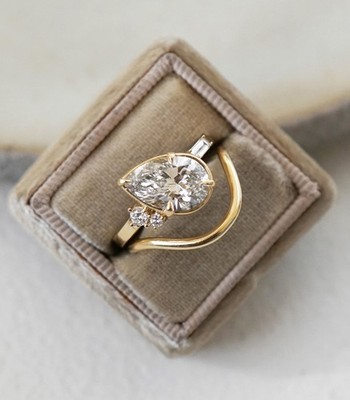 2.8 CTW E VVS2 IGI Pear Cut 14K Yellow Gold Lab Grown Diamond Engagement Ring