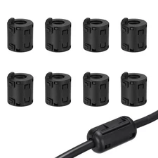 16mm Clip-on Ferrite Ring Core for Cable, Black 8pcs
