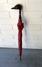 Vintage Aramis Fowl Weather Friend Duck Umbrella Walking Stick Burgundy