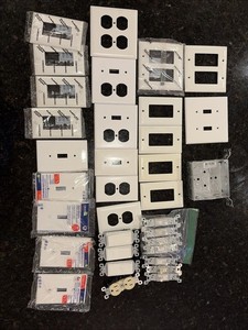 Bulk Lot Electrical Supplies - 25+ Assorted Wall Plates, Switches, Outlet & Box