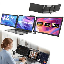 Keeptime Dual Laptop Screen Extender Portable Monitor, Dual 14-Inch FHD 1080P