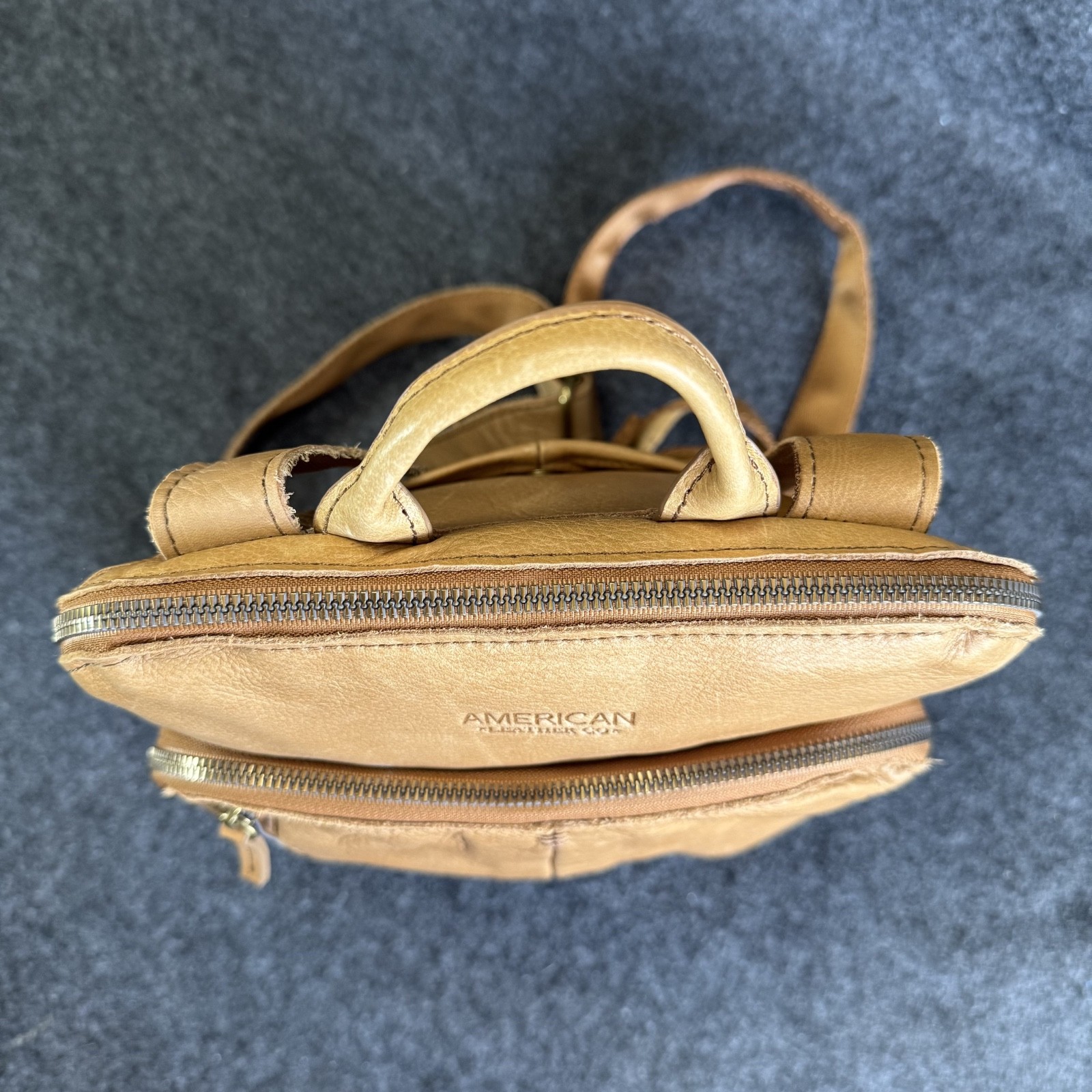 American Leather Co Cleveland Leather Backpack Bag Handbag Purse Cafe Latte Smoo