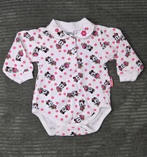 VTG 90s Baby Mickey  Co Minnie Mouse Long Sleeve Collared Bodysuit 0-3M