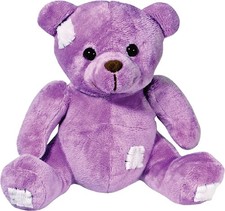Enesco Kalidou Teddy Bear with Patches Plush Stuffed Animal, 7 Inch, Lavender