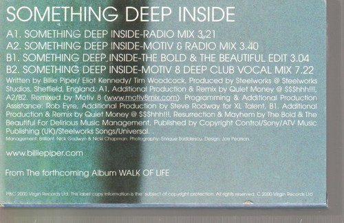 Billie Piper Something Deep Inside cassette Europe Innocent 2000 card outer slip - Picture 2 of 2