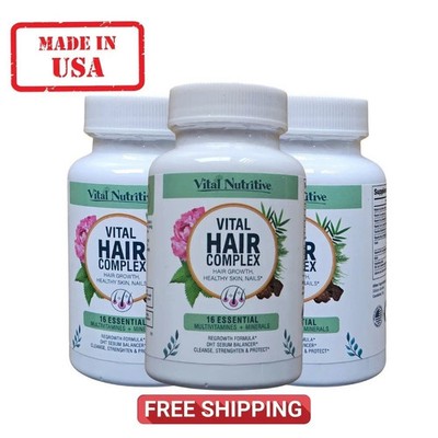 3 Pack Vital Hair Complex Hair Growth Vitamins for Women & Men Biotin
