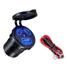 Dual PD+QC 3.0 Port USB Car Fast Charger Cigarette Lighter Socket Power Plug