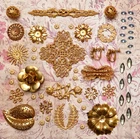 55 Piece Lot Vintage Miriam Haskell Jewelry Parts Stampings Findings Brooch Gold